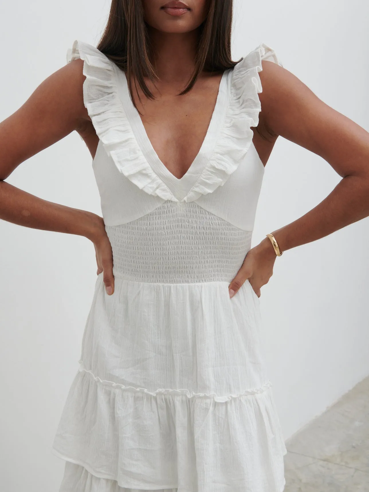 Opal Ruffle Midaxi Dress - Cream sold by Pretty Lavish product image thumbnail 2