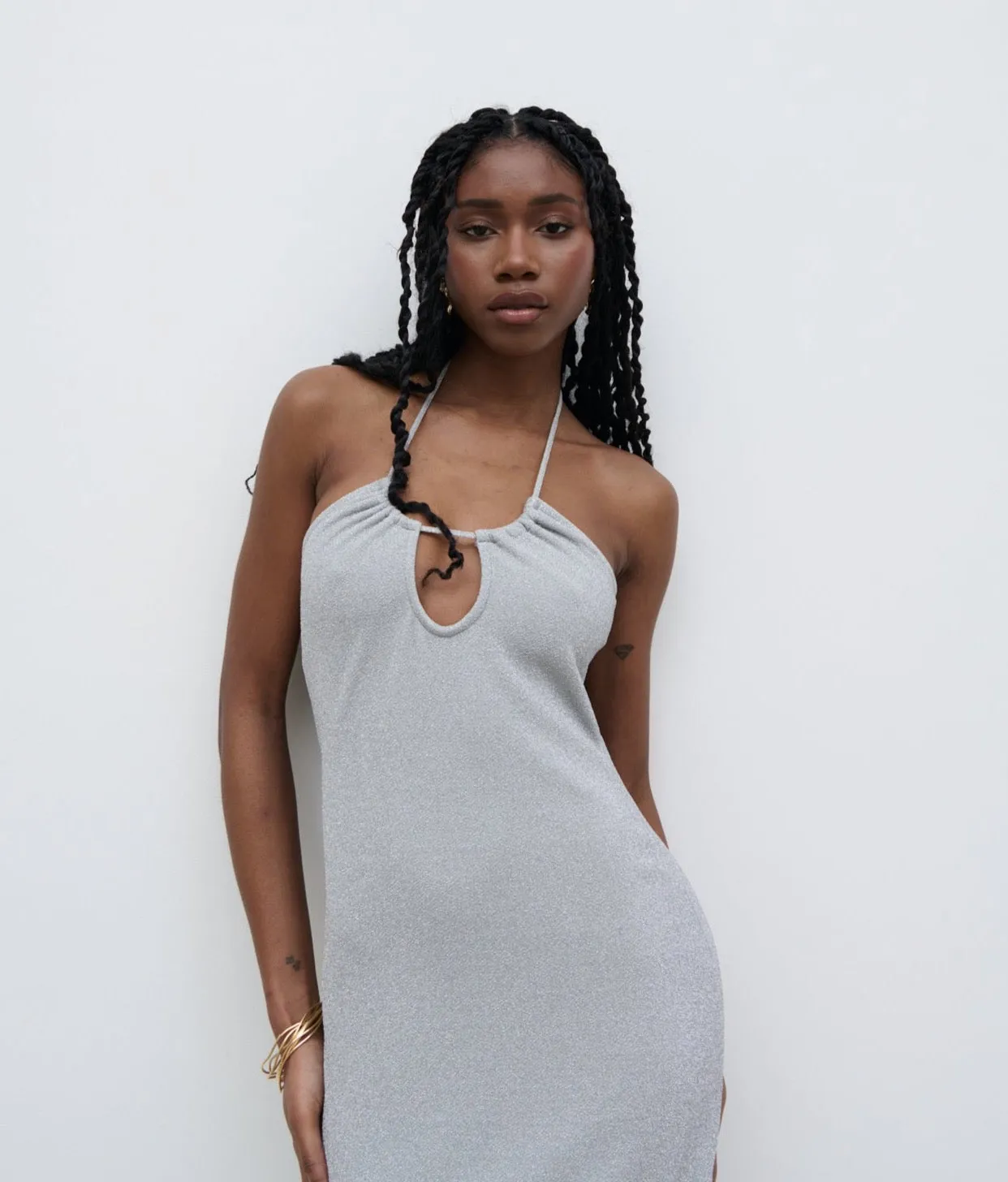 Myka Shimmer Jersey Slip Dress - Silver sold by Pretty Lavish product image thumbnail 2
