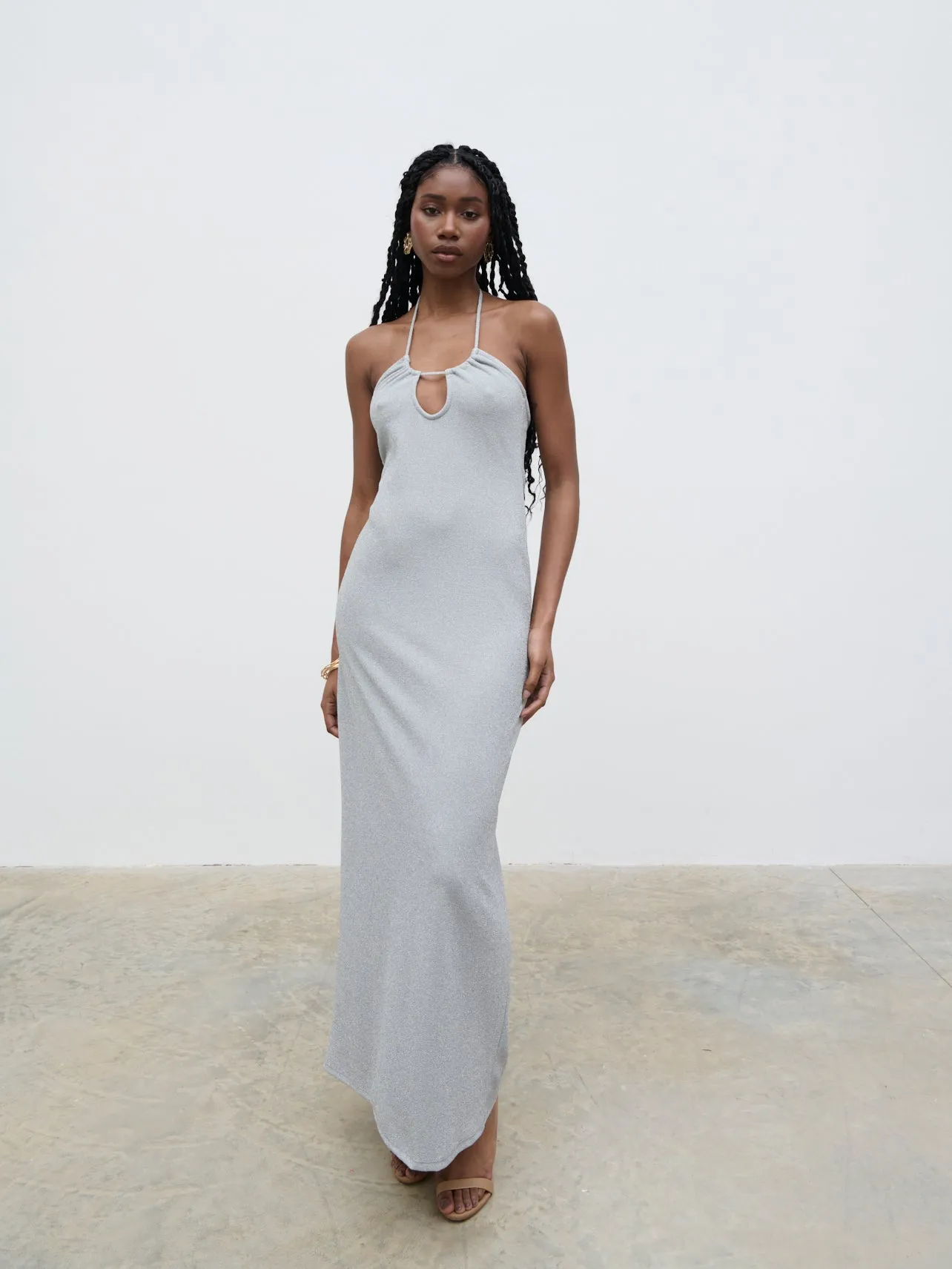 Myka Shimmer Jersey Slip Dress - Silver sold by Pretty Lavish product image thumbnail 4