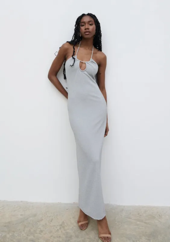 Myka Shimmer Jersey Slip Dress - Silver sold by Pretty Lavish