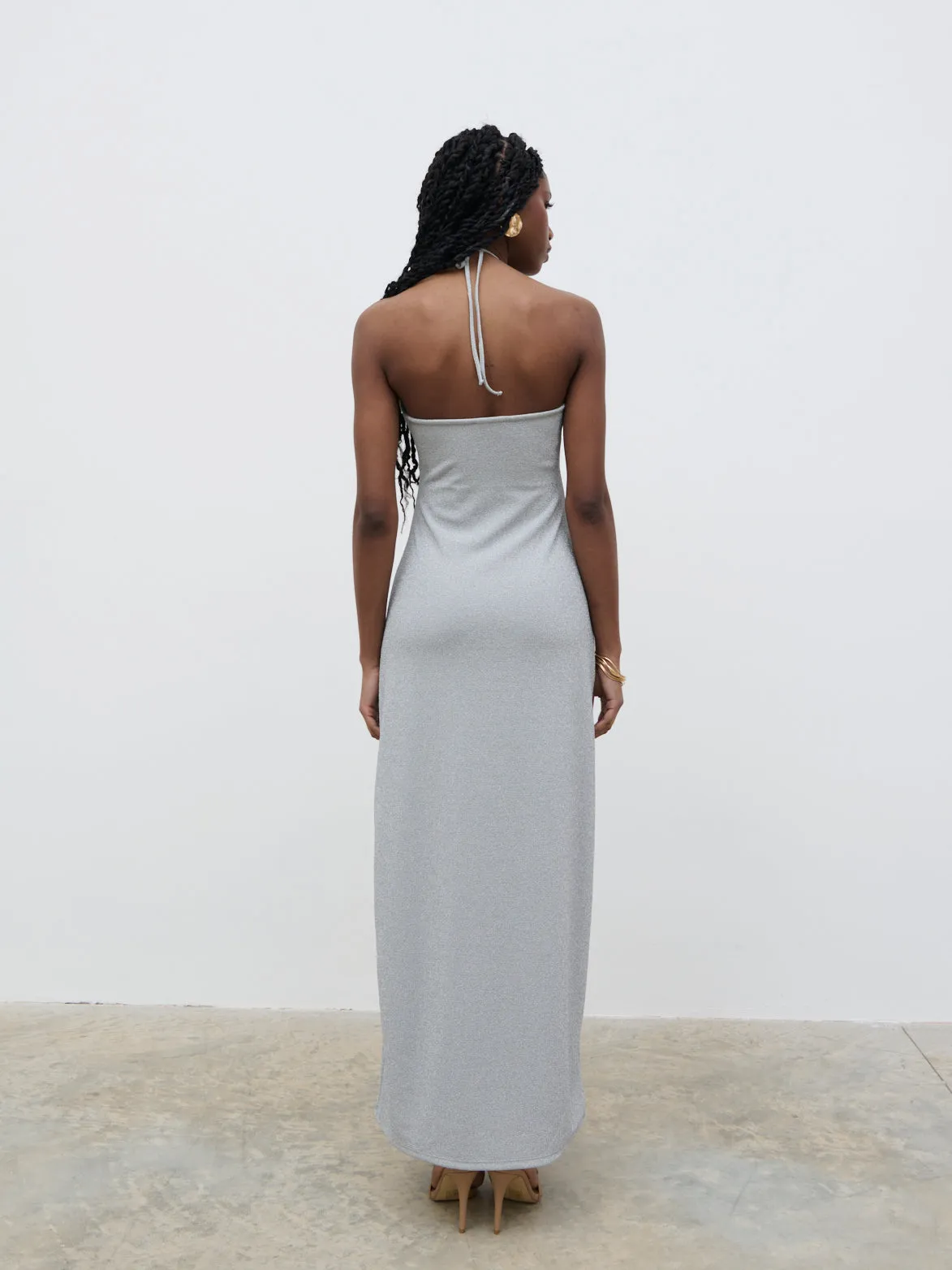 Myka Shimmer Jersey Slip Dress - Silver sold by Pretty Lavish product image thumbnail 3