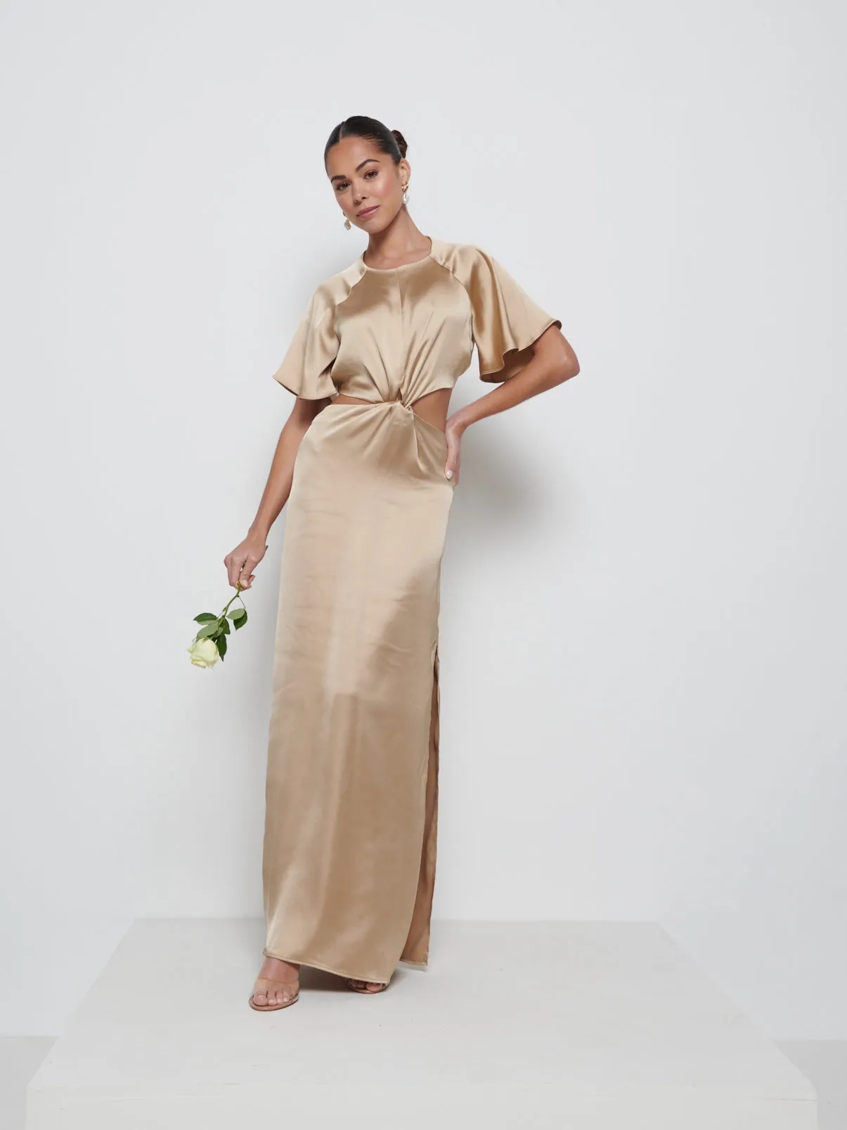 Zara Twist Knot Bridesmaid Dress - Bronze sold by Pretty Lavish