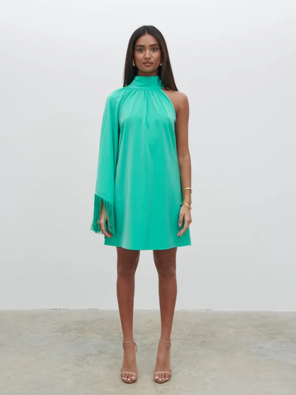 Keeley One Shoulder Mini Dress - Jade Green sold by Pretty Lavish