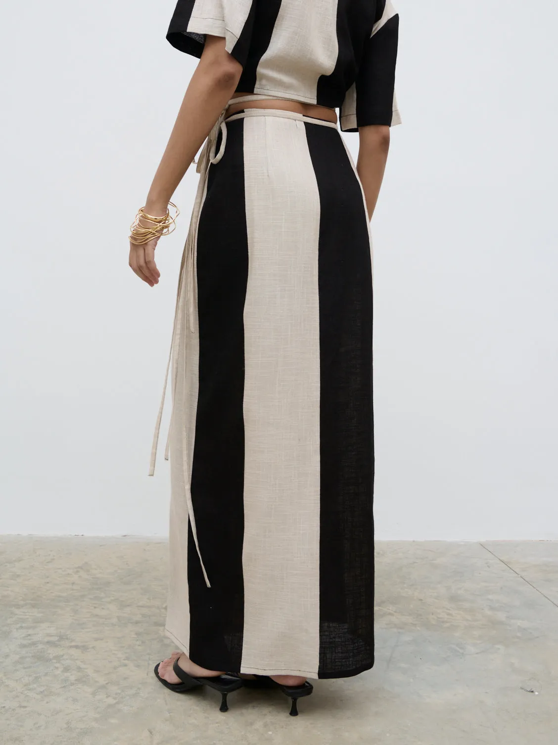 Chaya Printed Wrap Midaxi Skirt - Cream and Black sold by Pretty Lavish product image thumbnail 4