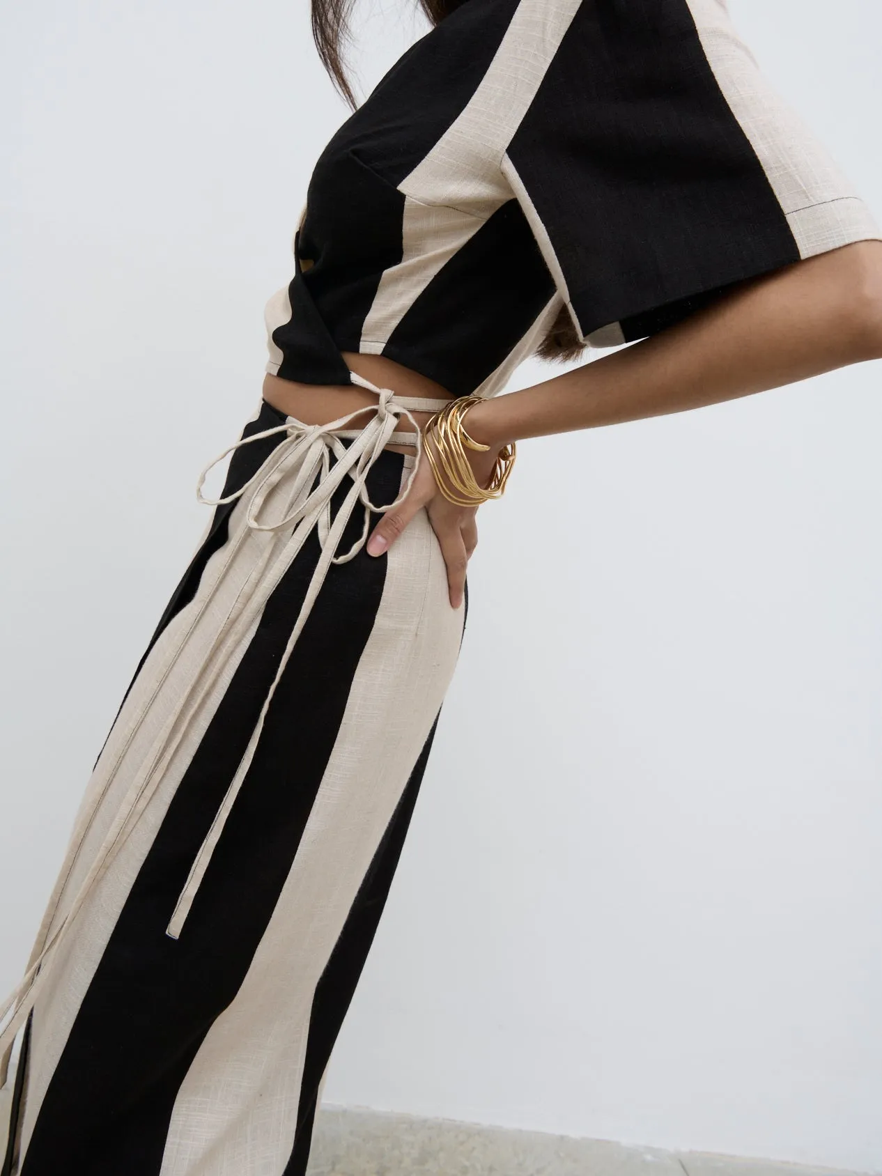 Chaya Printed Wrap Midaxi Skirt - Cream and Black sold by Pretty Lavish product image thumbnail 2