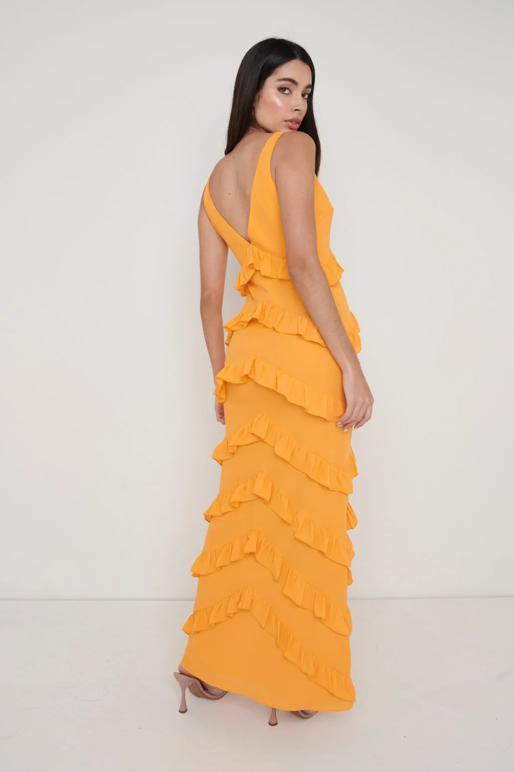 Piper Ruffle Maxi Dress - Tangerine sold by Pretty Lavish product image thumbnail 3