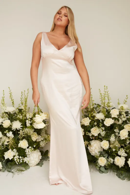 Esmee Maxi Bridesmaid Dress - Matte Blush sold by Pretty Lavish