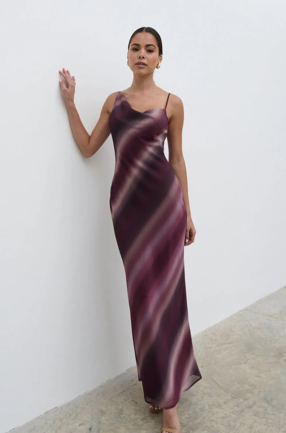 Keisha Asymmetric Cowl Maxi Dress - Wine Ombre sold by Pretty Lavish product image thumbnail 3