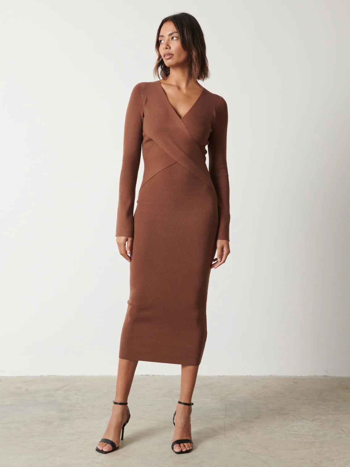 Jacklin Wrap Midaxi Dress - Brown sold by Pretty Lavish product image thumbnail 4