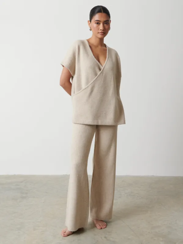 Alexia Cross Over Knitted Vest - Oatmeal sold by Pretty Lavish