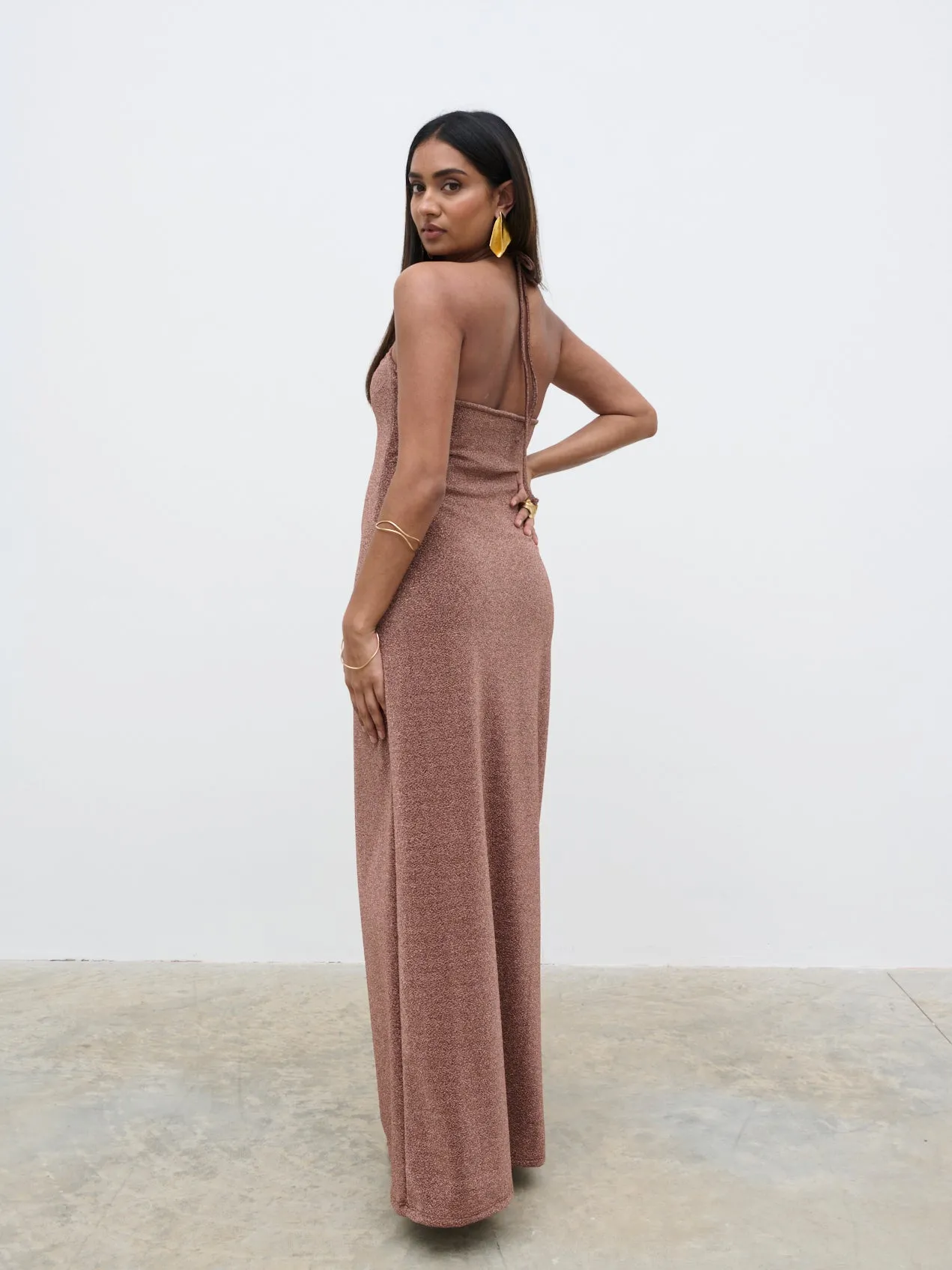Myka Shimmer Jersey Slip Dress - Bronze Rose sold by Pretty Lavish product image thumbnail 3