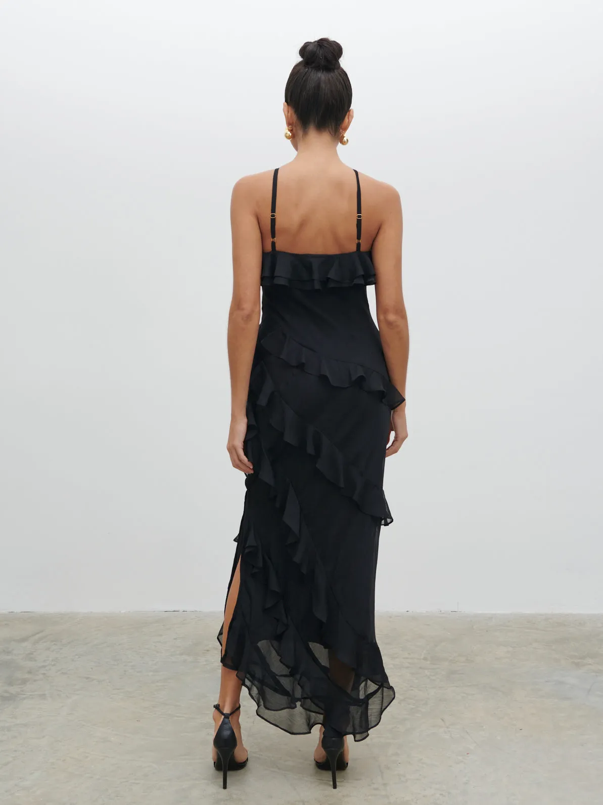 Aryana Ruffle Midaxi Dress - Black sold by Pretty Lavish product image thumbnail 4