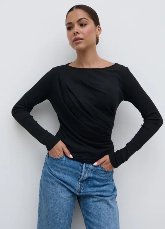 Aubrie Semi-Sheer Jersey Top - Black sold by Pretty Lavish
