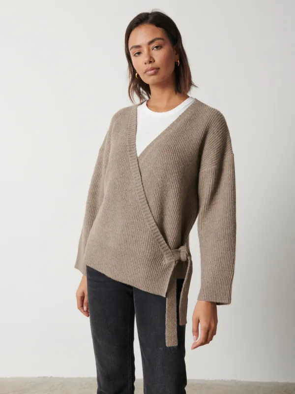 Tayla Asymmetric Button Cardigan - Taupe sold by Pretty Lavish