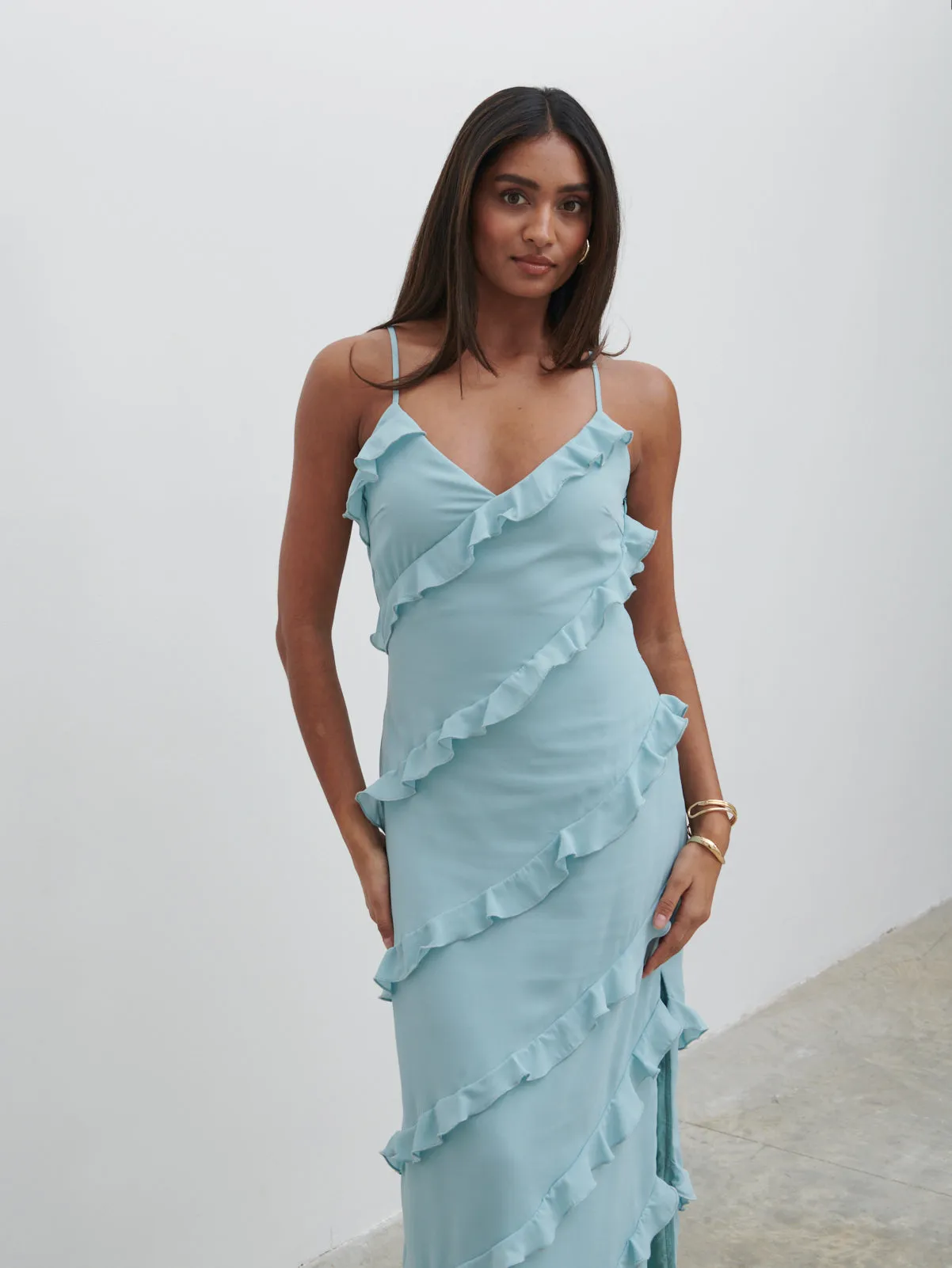 Nadine Ruffle Midaxi Dress - Seaspray sold by Pretty Lavish product image thumbnail 2