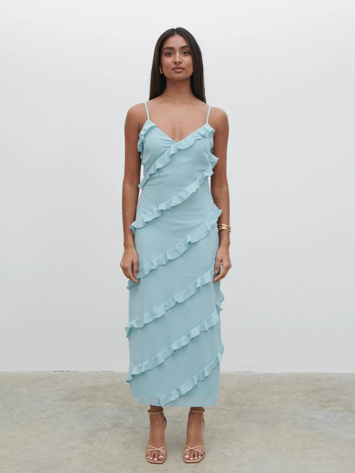 Nadine Ruffle Midaxi Dress - Seaspray sold by Pretty Lavish product image thumbnail 5