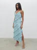 Nadine Ruffle Midaxi Dress - Seaspray sold by Pretty Lavish