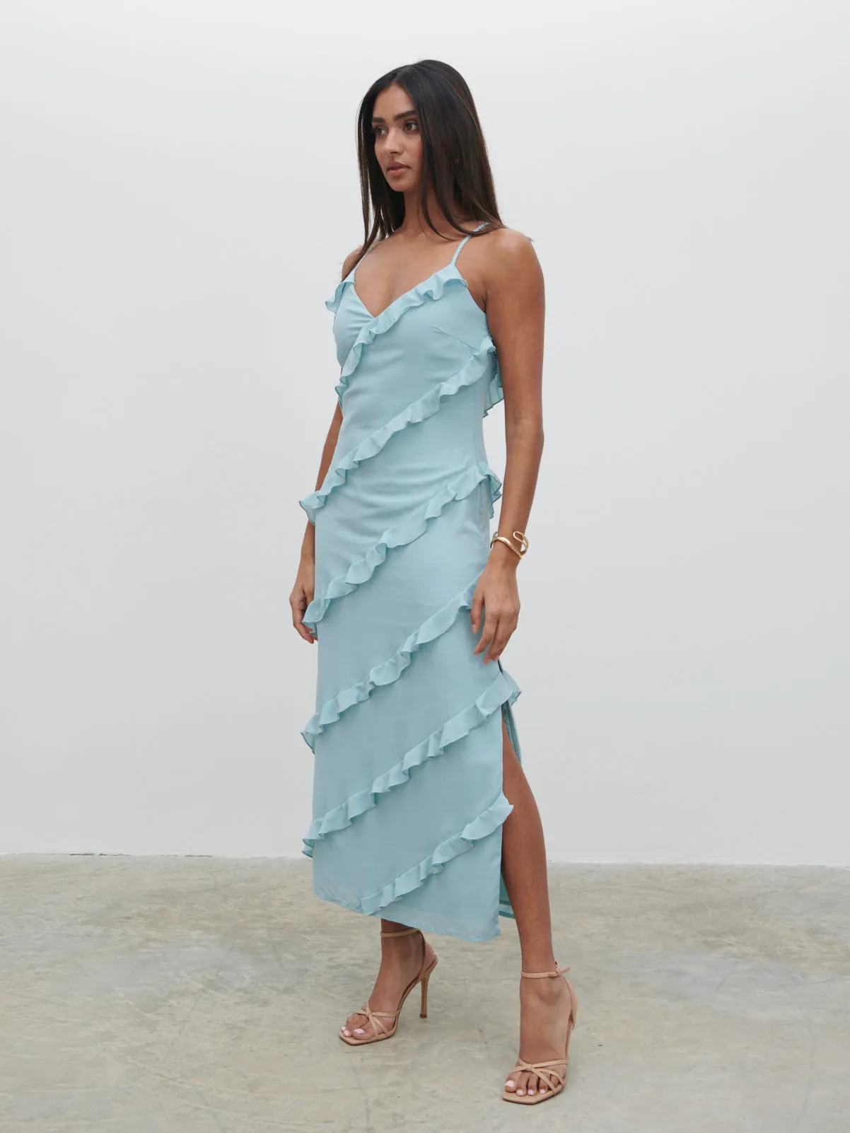 Nadine Ruffle Midaxi Dress - Seaspray sold by Pretty Lavish product image thumbnail 4