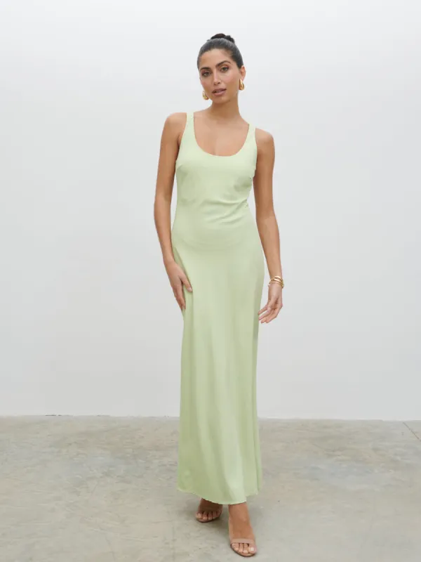 Evelyn Satin Slip Maxi Dress - Pistachio sold by Pretty Lavish