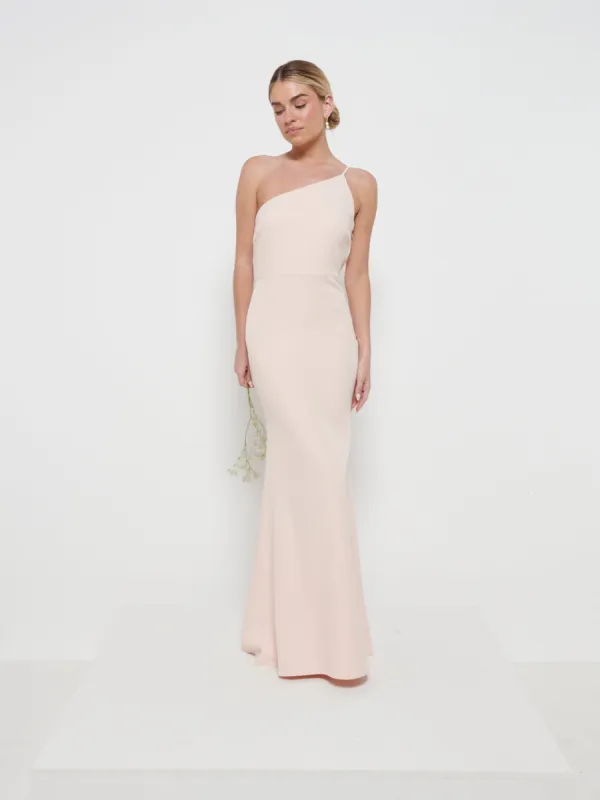 Amelia Crepe Maxi Bridesmaid Dress - Blush sold by Pretty Lavish