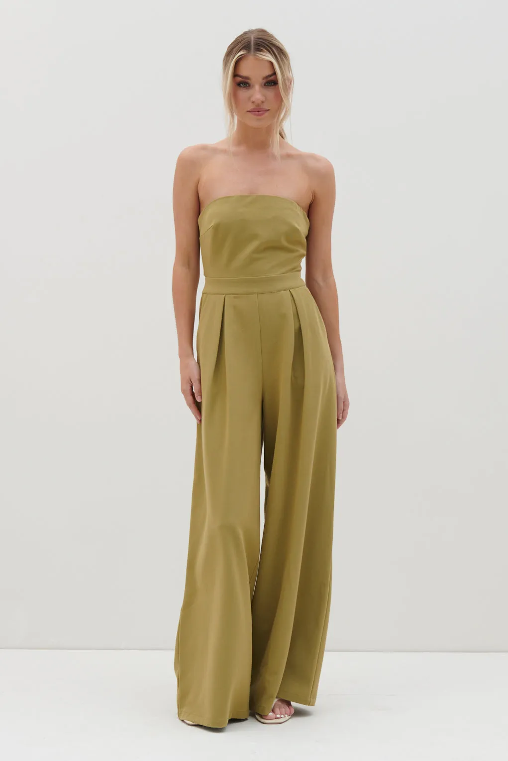 Campbell Bandeau Jumpsuit - Tarragon Green sold by Pretty Lavish product image thumbnail 2