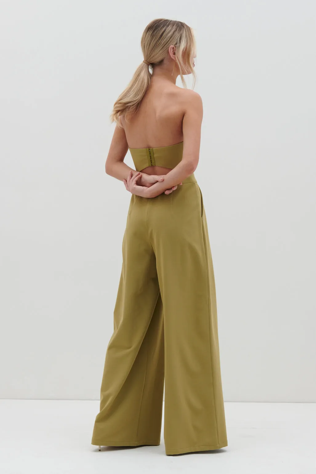 Campbell Bandeau Jumpsuit - Tarragon Green sold by Pretty Lavish product image thumbnail 3