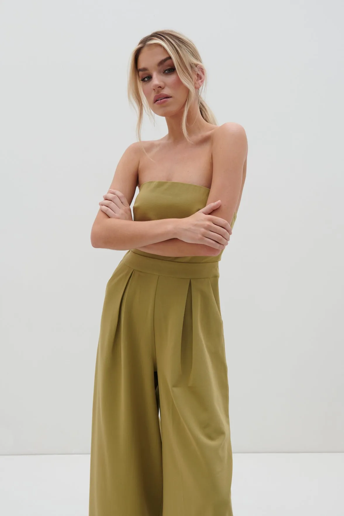 Campbell Bandeau Jumpsuit - Tarragon Green sold by Pretty Lavish product image thumbnail 4