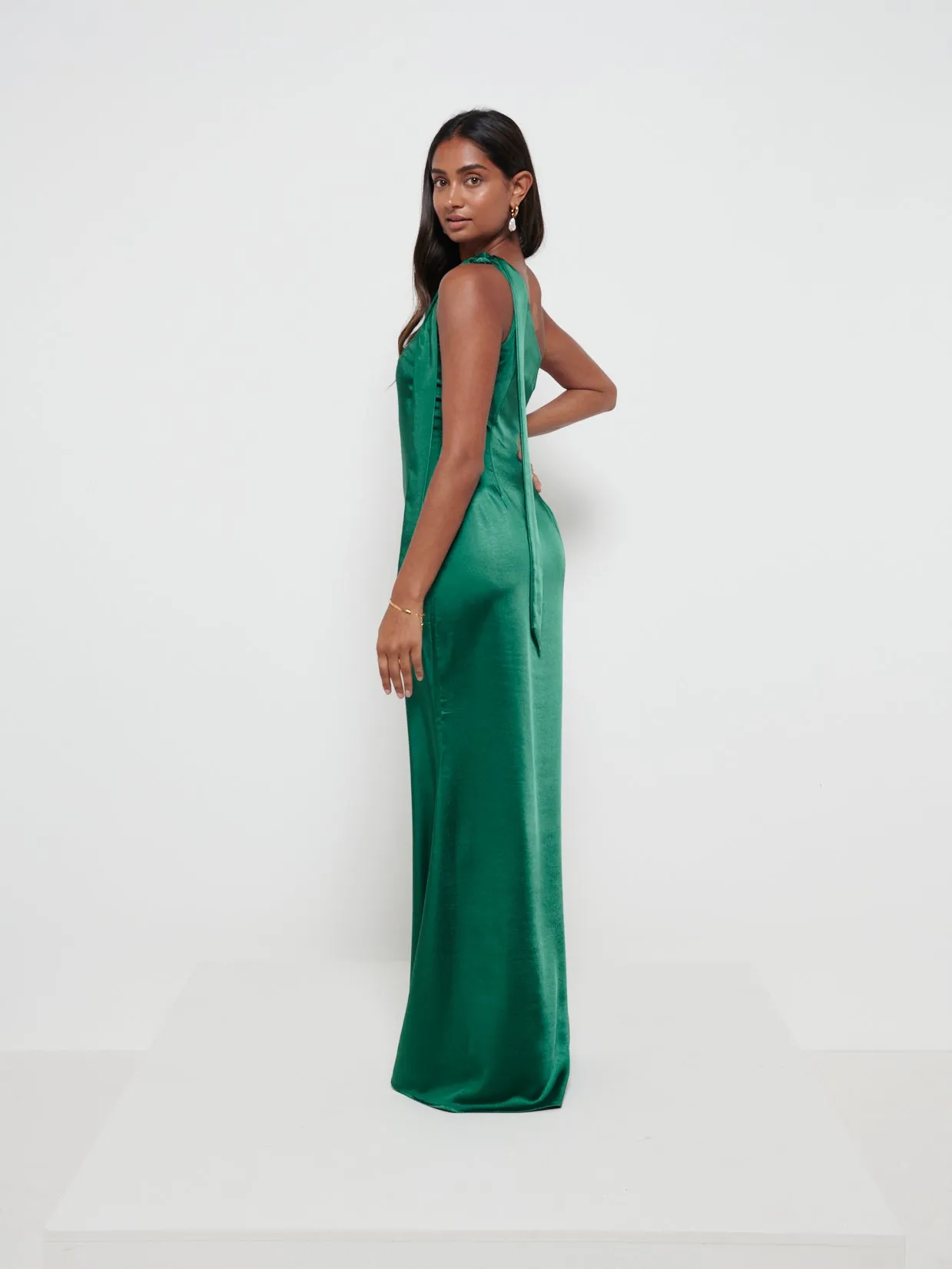 Amelia Tie Maxi Bridesmaid Dress - Matte Emerald sold by Pretty Lavish product image thumbnail 3