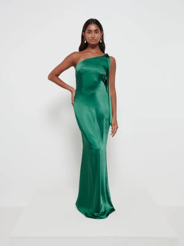 Amelia Tie Maxi Bridesmaid Dress - Matte Emerald sold by Pretty Lavish