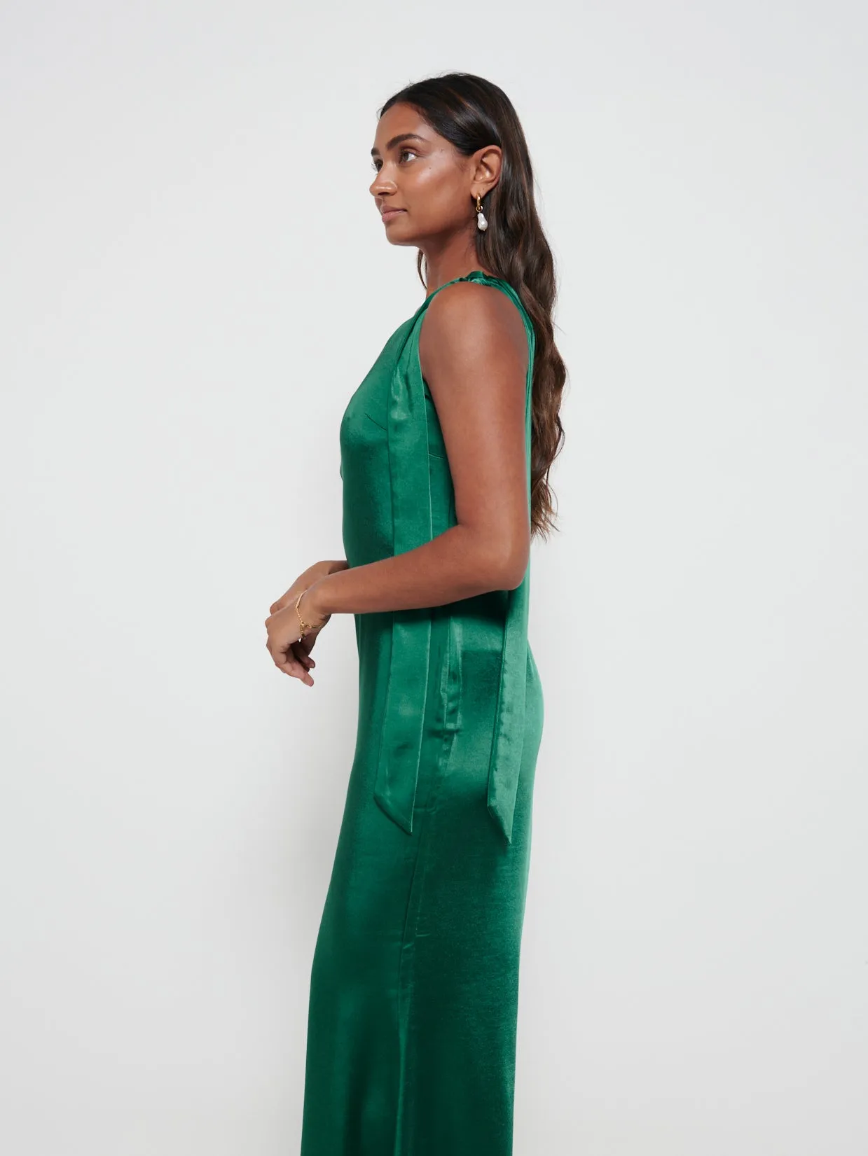 Amelia Tie Maxi Bridesmaid Dress - Matte Emerald sold by Pretty Lavish product image thumbnail 4