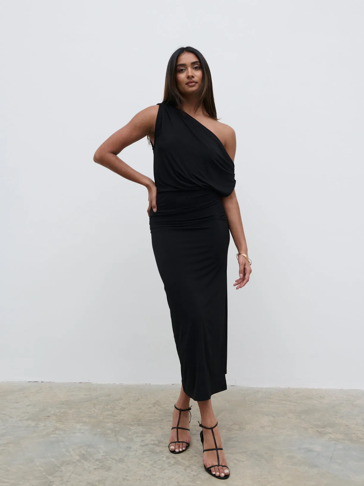 Janece Asymmetric Jersey Dress - Black sold by Pretty Lavish product image thumbnail 4