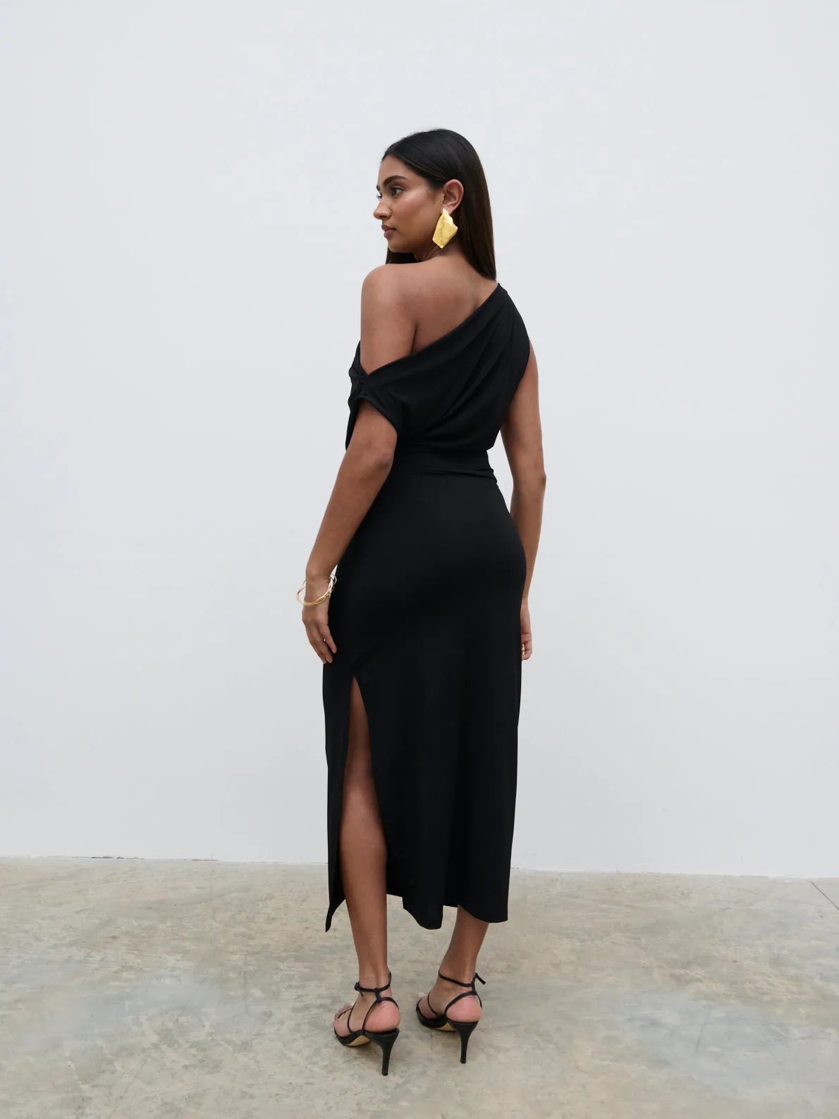Janece Asymmetric Jersey Dress - Black sold by Pretty Lavish product image thumbnail 3