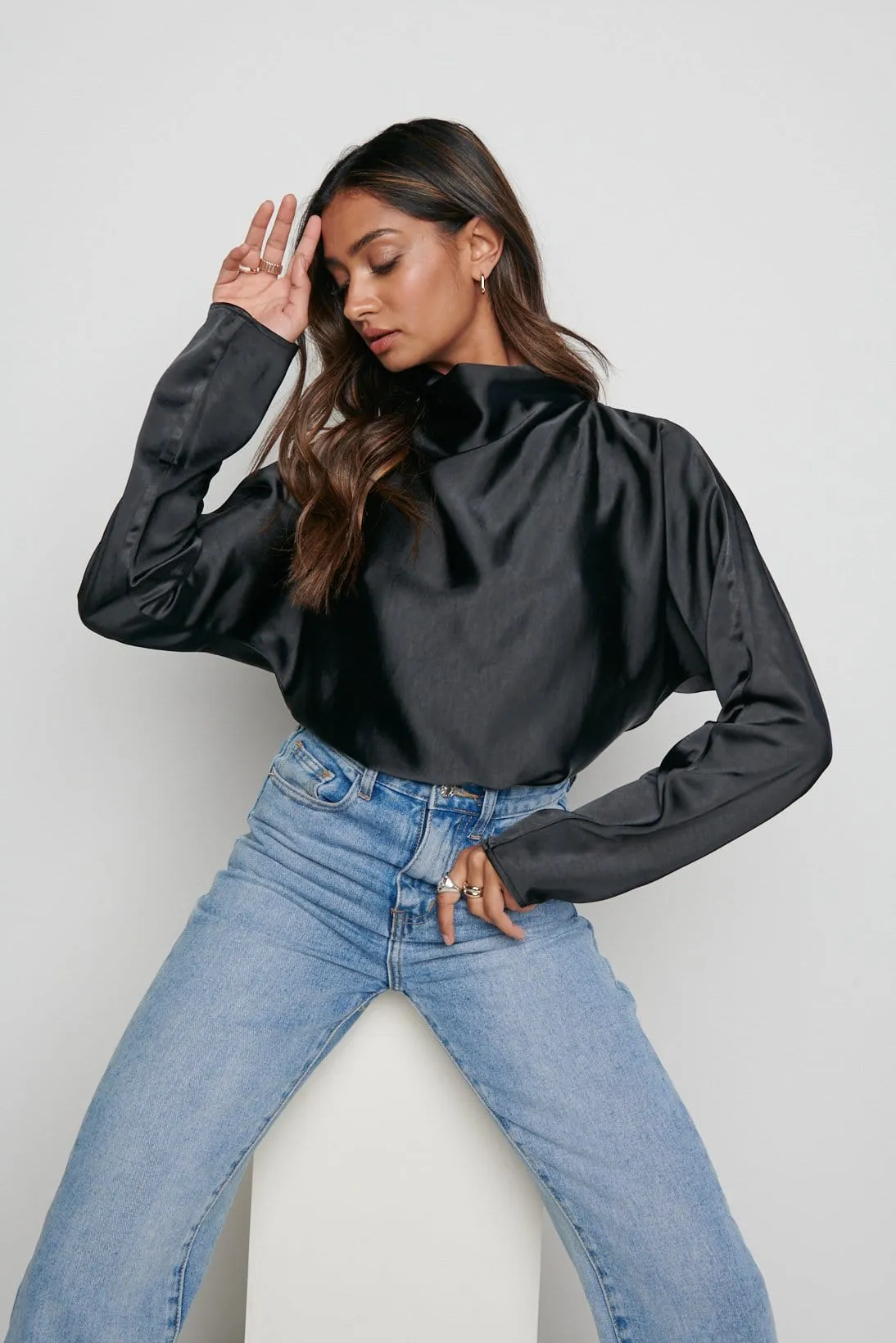 Bonnie High Neck Backless Blouse - Black sold by Pretty Lavish