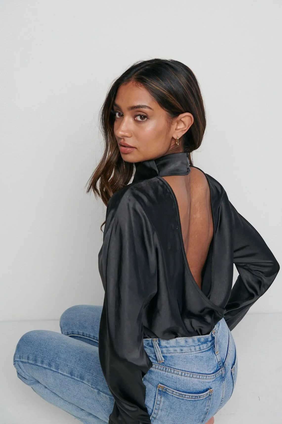 Bonnie High Neck Backless Blouse - Black sold by Pretty Lavish product image thumbnail 2