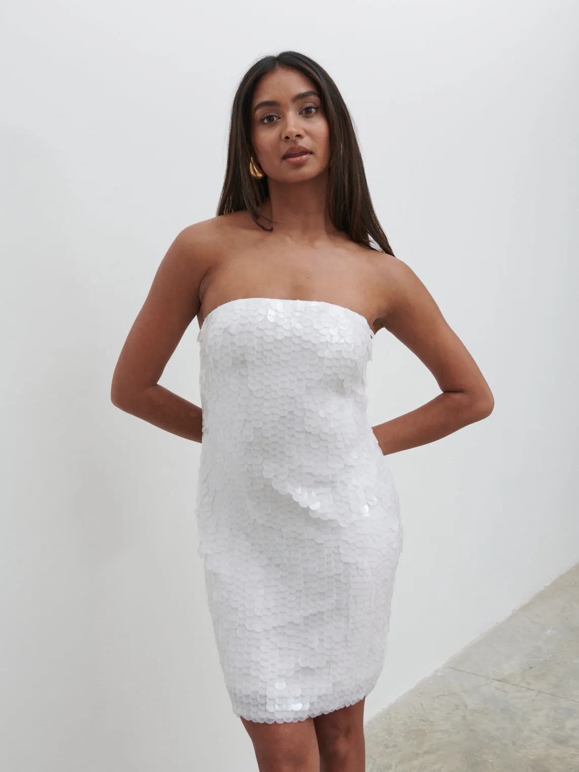 Marseille Bandeau Sequin Mini Dress - Ivory sold by Pretty Lavish product image thumbnail 3