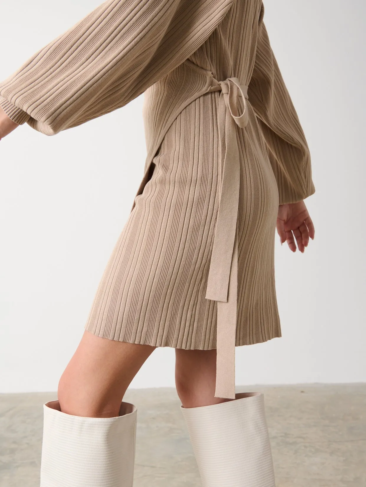 Shelby Mini Plisse Knit Dress - Beige sold by Pretty Lavish product image thumbnail 2