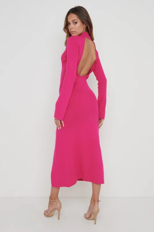 Brielle High Neck Midaxi Knit Dress - Pink sold by Pretty Lavish