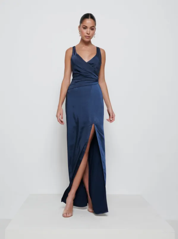 Esmee Wrap Maxi Bridesmaid Dress - Navy sold by Pretty Lavish