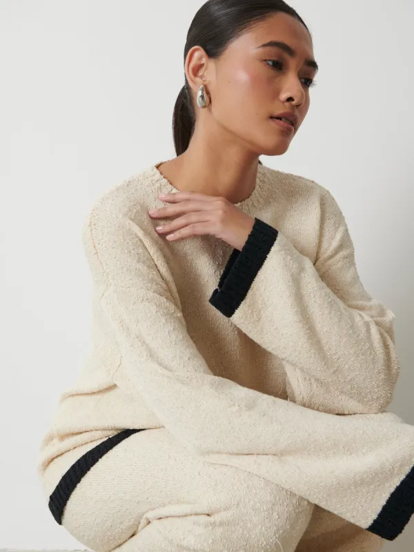 Roxie Contrast Textured Knit Jumper - Cream sold by Pretty Lavish