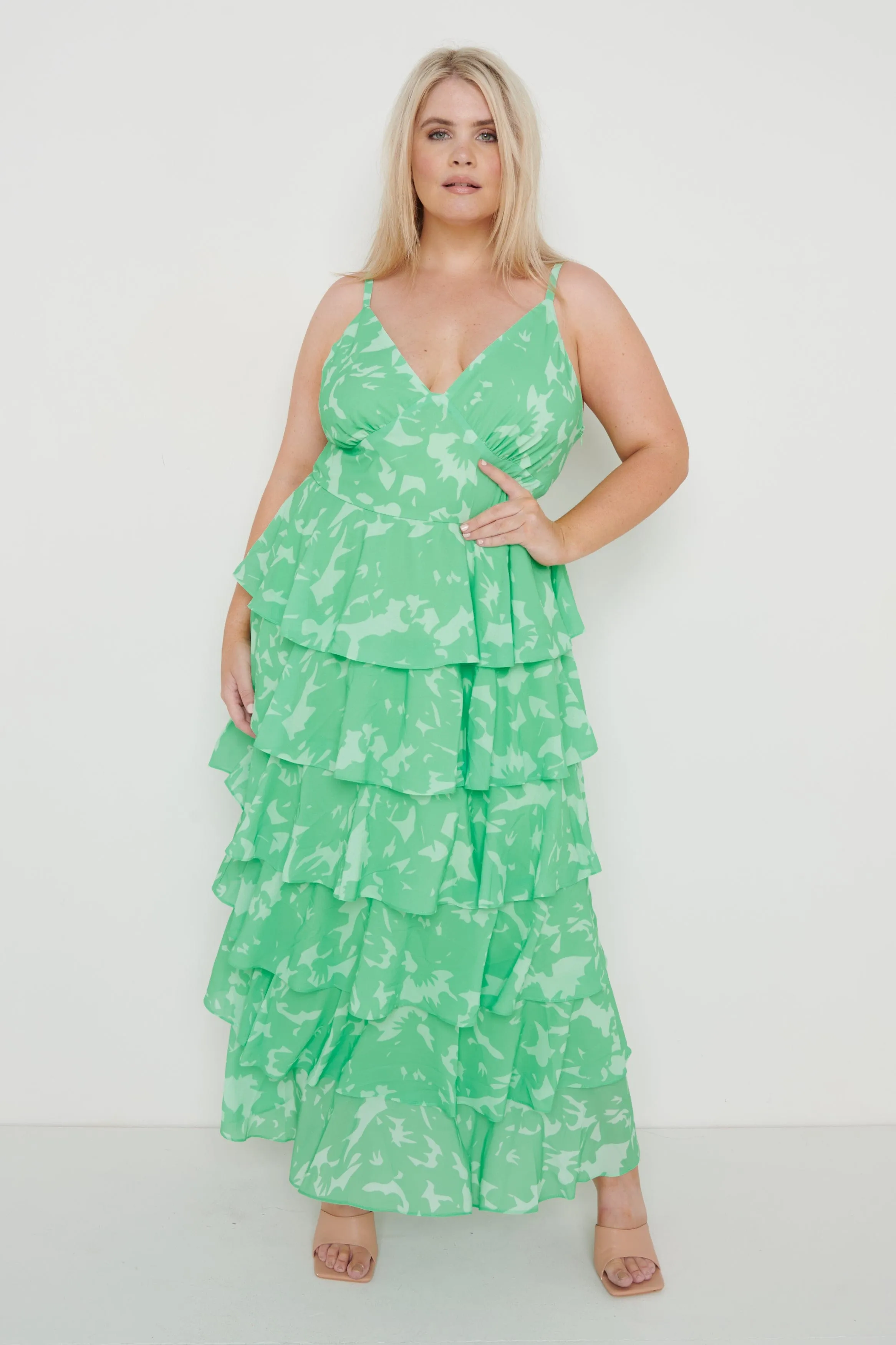 Lissy Ruffle Midaxi Dress - Green Floral sold by Pretty Lavish product image thumbnail 5