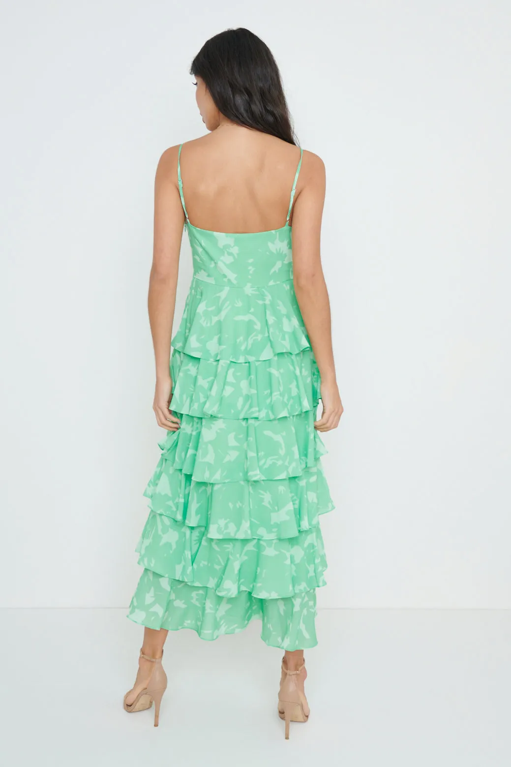 Lissy Ruffle Midaxi Dress - Green Floral sold by Pretty Lavish product image thumbnail 3