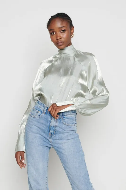 Evie High Neck Tie Blouse - Mint sold by Pretty Lavish