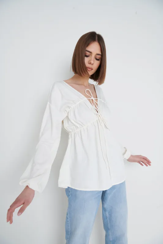 Ottilie Tie Top - White sold by Pretty Lavish