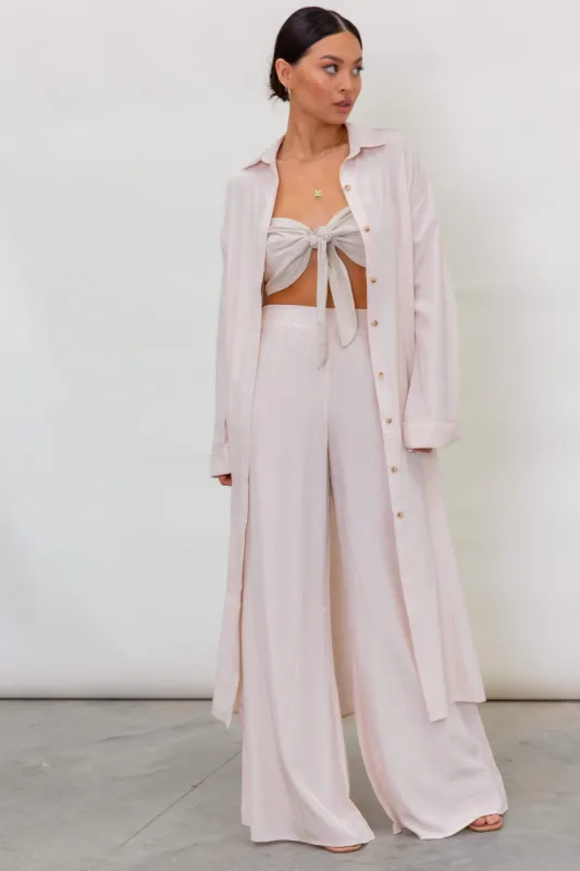 Maya Midaxi Beach Shirt - Oyster sold by Pretty Lavish