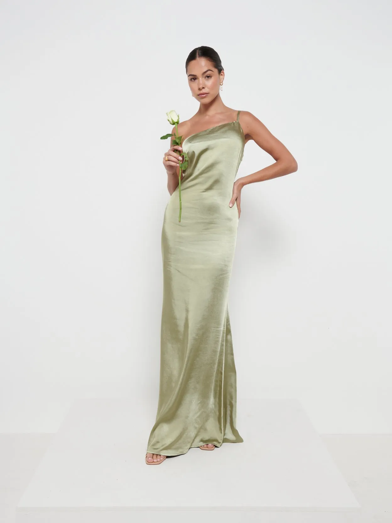 Amelia Maxi Bridesmaid Dress - Matte Olive sold by Pretty Lavish