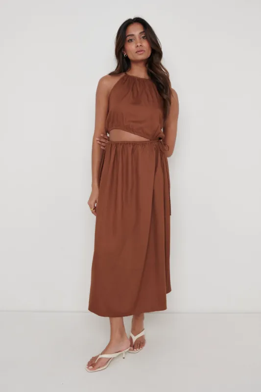 Fleur Cut Out Midaxi - Espresso sold by Pretty Lavish