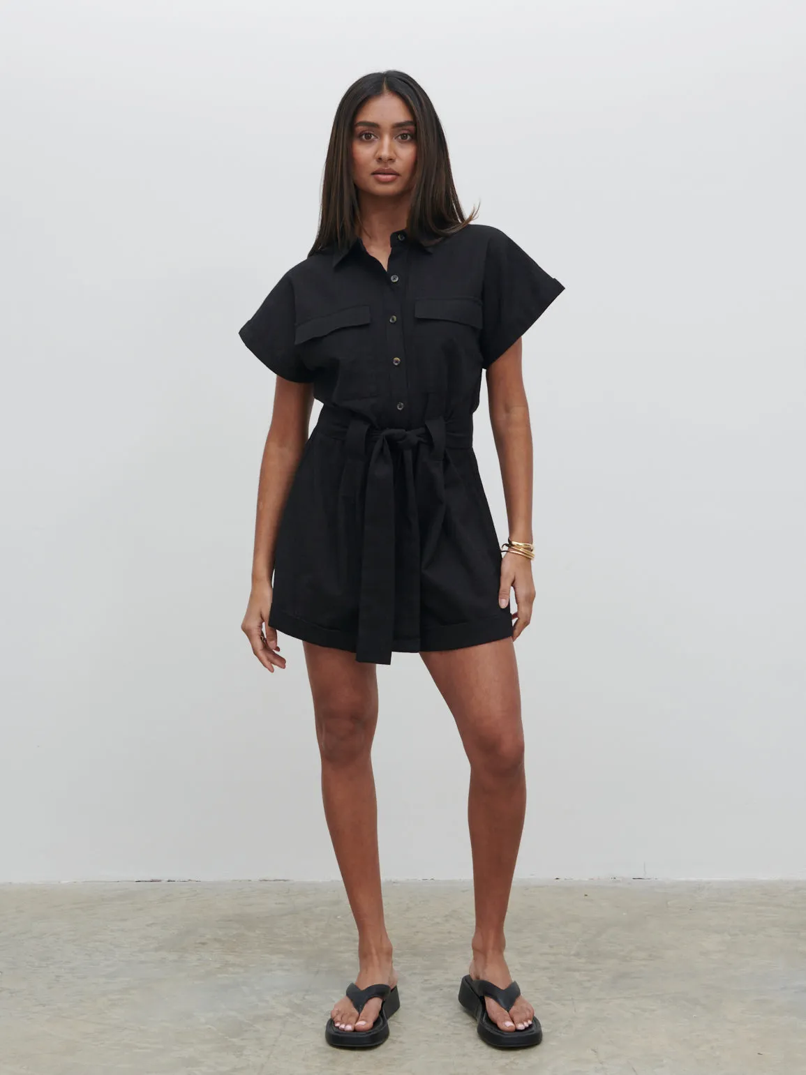 Anica Utility Playsuit - Black sold by Pretty Lavish