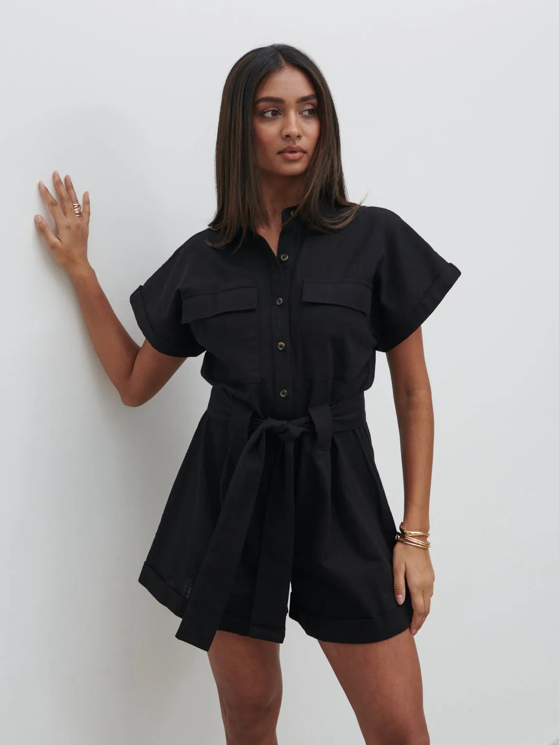 Anica Utility Playsuit - Black sold by Pretty Lavish product image thumbnail 4