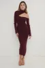 Lillian Cut Out Midaxi Knit Dress - Wine sold by Pretty Lavish
