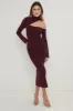 Lillian Cut Out Midaxi Knit Dress - Wine sold by Pretty Lavish